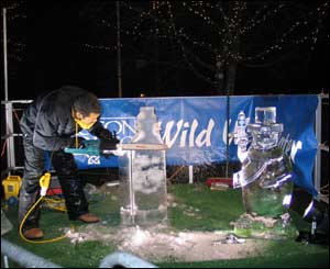 An ice carving at Cardiff Winter Wonderland (Howard Turvey)