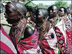 Maasai Mara women in traditional dress