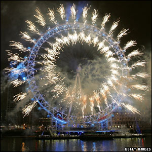 Fireworks at London Eye