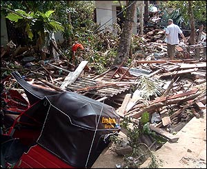 Debris from coastal village in Sri Lanka