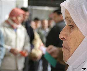 Palestinian voters from the West Bank town of Baqa al-Shrqiya
