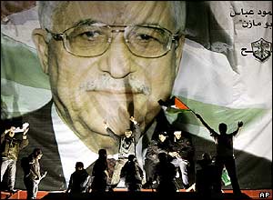 Palestinians in Ramallah celebrate the election result