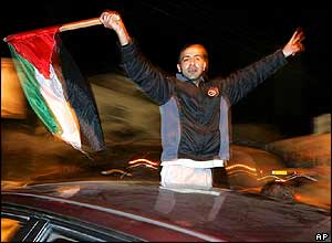 Palestinians in Ramallah celebrate