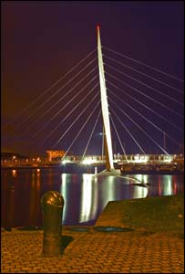 The sail bridge at Swansea marina taken at night (Bill Grey)