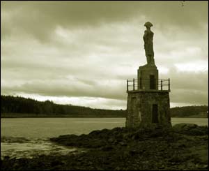 A statute of Nelson on the banks of the Menai Strait, from Gareth and Helen
