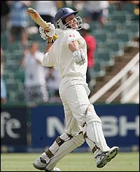 England's Andrew Strauss celebrates his century