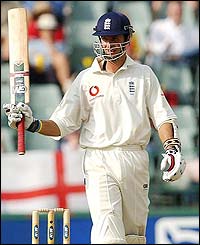 Michael Vaughan celebrates his fifty
