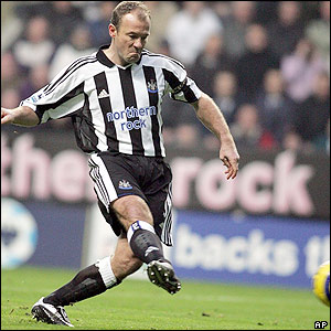 Alan Shearer scores for Newcastle 