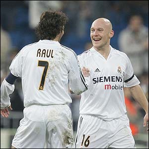 Real Madrid players Rual and Thomas Gravesen