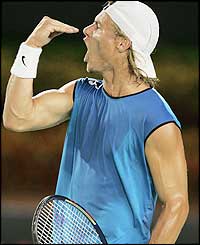 As fired up as usual Lleyton Hewitt enjoys his win in front of his home crowd