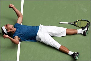 Rafael Nadal celebrates his win