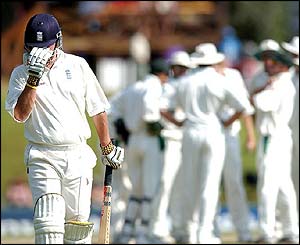 Robert Key walks back to the pavilion