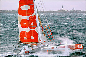 Before long, the 28-year-old Briton is speeding away on her own with the small matter of 27,000 miles to sail