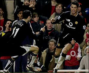 Cristiano Ronaldo celebrates his second goal