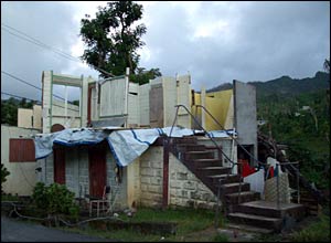 Partially destroyed house