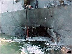 Damage to USS Cole