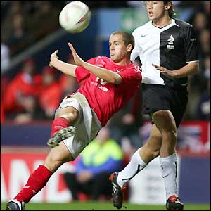 Michael Owen tries something spectacular to break the deadlock