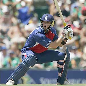 Kevin Pietersen prepares to launch a South African delivery to the boundary