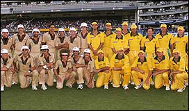 The teams line up ahead of the Twenty20 international