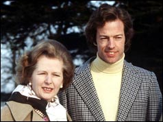 Margaret Thatcher with her son in January 1982
