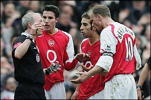 Dennis Bergkamp is sent off