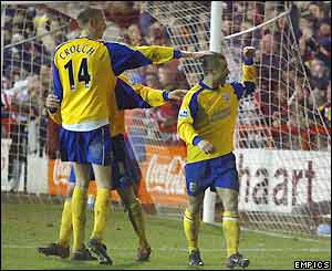 Kevin Phillips celebrates Southampton's second goal