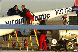 GlobalFlyer is fuelled on the ground (AFP)