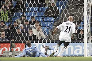 Bolton Wanderers' El Hadji Diouf takes a shot at goal