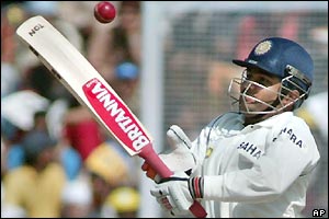 Virender Sehwag plays another big shot on his way to a fine score