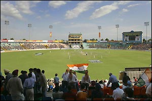 A packed PCA Stadium prepares for a third day of cricket
