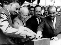 President Nasser, Nikita Khruschev, President Arif of Iraq and President Sallal of Yemen
