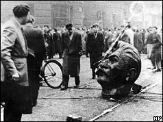 Smashed statue of Stalin 
