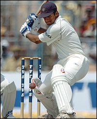 Dravid hits a boundary