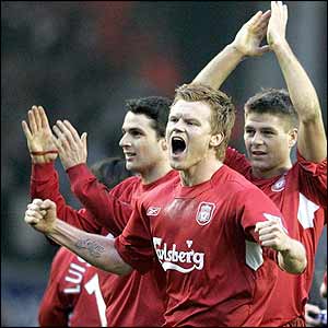 Liverpool's players celebrate
