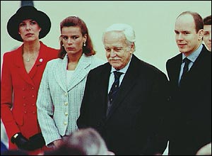 Rainier with children Princess Caroline, left, Princess Stephanie and Prince Albert