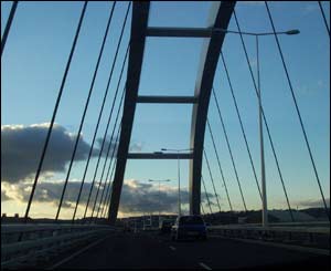 An unusual angle on the New Bridge in Newport, by Jacqui Cornford of Usk