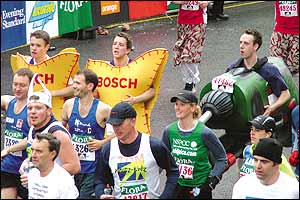 Ben Wilde (dressed as a drill) during the London Marathon