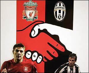 Part of the programme for the Champions League quarter-final between Liverpool and Juventus