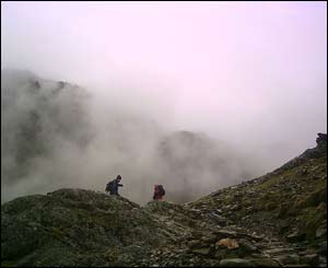 Mark Davies took this shot of himself and a friend on the Pyg Track on Snowdon