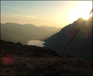 This view across Llyn Ogwen in the Ogwen Valley was taken by Gavin Roberts from Llanfairfechan in Conwy from the door of his tent