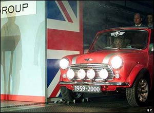 The last British Mini rolls off the production line at Longbridge, driven by Lulu