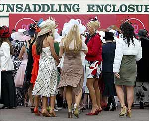 The queue for the best dressed racegoer competition 