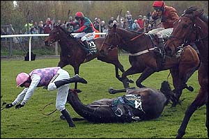 Joe Tizzard comes off Ad Hoc at Becher's Brook