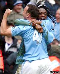 Kiki Musampa's volley gives Stuart Pearce his first win as Man City boss