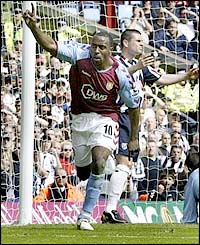 Vassell celebrates his first goal since returning from a broken ankle