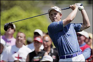 Luke Donald tees off on the 1st