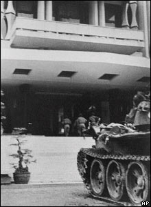 Entering the Presidential Palace in Saigon at the end of the war