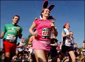Marathon runners in fancy dress
