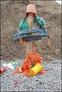 A beach sculpture at Porth Neigwl (Hells Mouth) on the Lleyn Peninsula (Nia Clement, Llangadog)