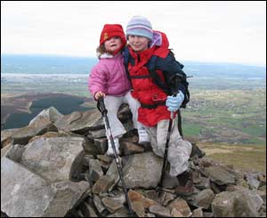 Gareth Jones took this picture of his daughters, Erin age nine and Llio age three, on the summit of Mynydd Mawr, Nantlle Valley